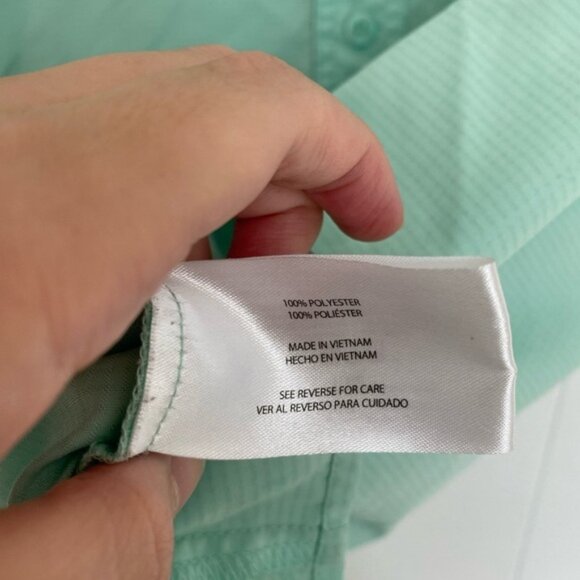 EDDIE BAUER  Tech Woven Shirt UPF Protection Moisture Wicking Top in Mint Mens L - Picture 9 of 11